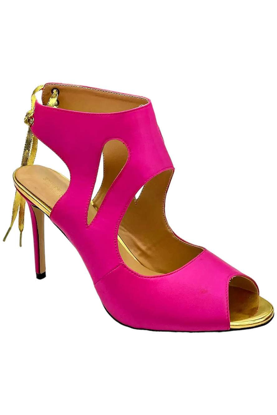 Things Ii Come Women's Blossom Lace Ribbon Dress Sandals Magenta Silk - Medium